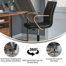 Load image into Gallery viewer, Mid-Back Designer Executive Office Chair with Brushed Gold Base and Arms, Black