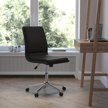 Load image into Gallery viewer, Mid-Back Armless Swivel Task Office Chair with and Adjustable Chrome Base, Black