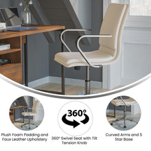Load image into Gallery viewer, Mid-Back Executive Office Chair with Brushed Chrome Base and Arms, Taupe