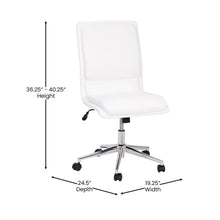 Load image into Gallery viewer, Mid-Back Armless Swivel Task Office Chair with and Adjustable Chrome Base, White