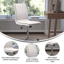 Load image into Gallery viewer, Mid-Back Armless Swivel Task Office Chair with and Adjustable Chrome Base, White