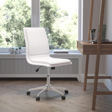 Load image into Gallery viewer, Mid-Back Armless Swivel Task Office Chair with and Adjustable Chrome Base, White