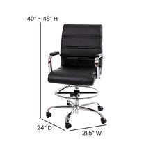 Load image into Gallery viewer, Mid-Back Black Drafting Chair with Adjustable Foot Ring and Chrome Base
