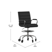Load image into Gallery viewer, Mid-Back Black Drafting Chair with Adjustable Foot Ring, Chrome Base,