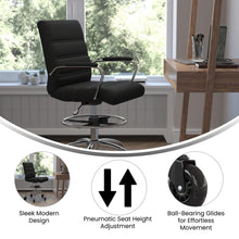 Load image into Gallery viewer, Mid-Back Black Drafting Chair with Adjustable Foot Ring, Chrome Base,