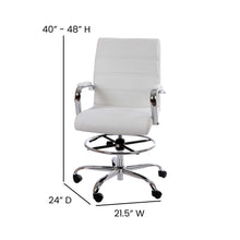 Load image into Gallery viewer, Mid-Back White Drafting Chair with Adjustable Foot Ring and Chrome Base
