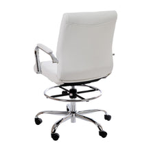 Load image into Gallery viewer, Mid-Back White Drafting Chair with Adjustable Foot Ring and Chrome Base