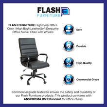 Load image into Gallery viewer, High Back Black Executive Swivel Office Chair with Black Frame and Arms