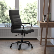 Load image into Gallery viewer, High Back Black Executive Swivel Office Chair with Black Frame and Arms