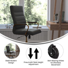 Load image into Gallery viewer, High Back Black Executive Swivel Office Chair with Gold Frame, Arms,