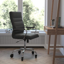 Load image into Gallery viewer, High Back Black Executive Swivel Office Chair with Chrome Frame, Arms,