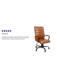 Load image into Gallery viewer, High Back Brown Executive Swivel Office Chair with Black Frame and Arms
