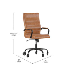 Load image into Gallery viewer, High Back Brown Executive Swivel Office Chair with Black Frame, Arms,