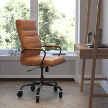 Load image into Gallery viewer, High Back Brown Executive Swivel Office Chair with Black Frame, Arms,