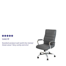 Load image into Gallery viewer, High Back Gray Executive Swivel Office Chair with Chrome Frame and Arms