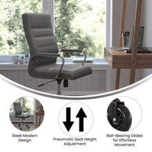 Load image into Gallery viewer, High Back Gray Executive Swivel Office Chair with Chrome Frame, Arms,