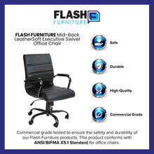Load image into Gallery viewer, Mid-Back Black Executive Swivel Office Chair with Black Frame and Arms
