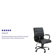 Load image into Gallery viewer, Mid-Back Black Executive Swivel Office Chair with Black Frame and Arms