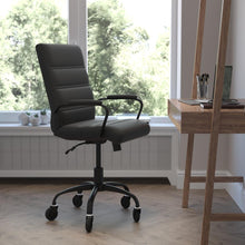 Load image into Gallery viewer, Mid-Back Black Executive Swivel Office Chair with Black Frame, Arms,