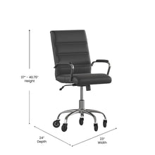 Load image into Gallery viewer, Mid-Back Black Executive Swivel Office Chair with Chrome Frame, Arms,