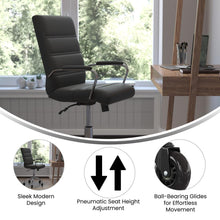 Load image into Gallery viewer, Mid-Back Black Executive Swivel Office Chair with Chrome Frame, Arms,