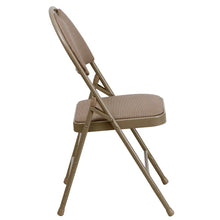Load image into Gallery viewer, HERCULES Series Ultra-Premium Triple Braced Beige Fabric Metal Folding Chair with Easy-Carry Handle