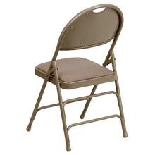 Load image into Gallery viewer, HERCULES Series Ultra-Premium Triple Braced Beige Fabric Metal Folding Chair with Easy-Carry Handle