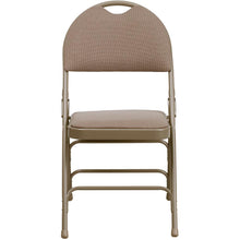 Load image into Gallery viewer, HERCULES Series Ultra-Premium Triple Braced Beige Fabric Metal Folding Chair with Easy-Carry Handle