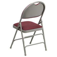 Load image into Gallery viewer, HERCULES Series Ultra-Premium Triple Braced Burgundy Fabric Metal Folding Chair with Easy-Carry Handle