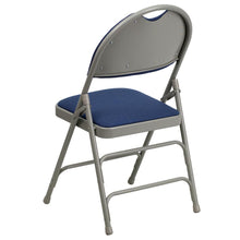 Load image into Gallery viewer, HERCULES Series Ultra-Premium Triple Braced Navy Fabric Metal Folding Chair with Easy-Carry Handle