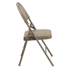Load image into Gallery viewer, HERCULES Series Ultra-Premium Triple Braced Beige Vinyl Metal Folding Chair with Easy-Carry Handle