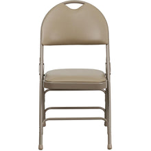 Load image into Gallery viewer, HERCULES Series Ultra-Premium Triple Braced Beige Vinyl Metal Folding Chair with Easy-Carry Handle