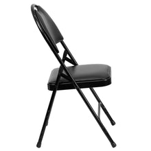 Load image into Gallery viewer, HERCULES Series Ultra-Premium Triple Braced Black Vinyl Metal Folding Chair with Easy-Carry Handle
