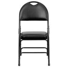 Load image into Gallery viewer, HERCULES Series Ultra-Premium Triple Braced Black Vinyl Metal Folding Chair with Easy-Carry Handle