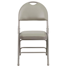 Load image into Gallery viewer, HERCULES Series Ultra-Premium Triple Braced Gray Vinyl Metal Folding Chair with Easy-Carry Handle