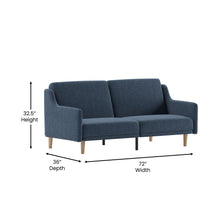 Load image into Gallery viewer, Split Back Sofa Futon - Navy Faux Linen Upholstery