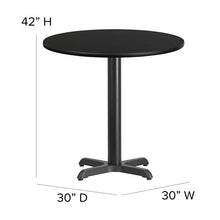 Load image into Gallery viewer, 30'' Black Table Set with X-Base and 4 Metal Barstools - Black Vinyl Seat