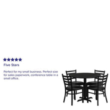 Load image into Gallery viewer, 36'' Black Table Set with X-Base and 4 Metal Chairs - Black Vinyl Seat