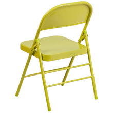 Load image into Gallery viewer, HERCULES COLORBURST Series Twisted Citron Triple Braced & Double Hinged Metal Folding Chair
