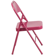 Load image into Gallery viewer, HERCULES COLORBURST Series Shockingly Fuchsia Triple Braced & Double Hinged Metal Folding Chair
