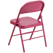 Load image into Gallery viewer, HERCULES COLORBURST Series Shockingly Fuchsia Triple Braced & Double Hinged Metal Folding Chair