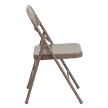 Load image into Gallery viewer, HERCULES Series Triple Braced & Double Hinged Beige Metal Folding Chair