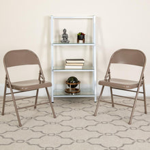 Load image into Gallery viewer, HERCULES Series Triple Braced & Double Hinged Beige Metal Folding Chair