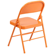 Load image into Gallery viewer, HERCULES COLORBURST Series Orange Marmalade Triple Braced & Double Hinged Metal Folding Chair