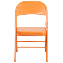 Load image into Gallery viewer, HERCULES COLORBURST Series Orange Marmalade Triple Braced & Double Hinged Metal Folding Chair