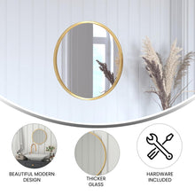 Load image into Gallery viewer, 20" Round Gold Metal Framed Wall Mirror