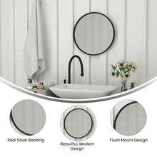 Load image into Gallery viewer, 20" Round Black Metal Framed Wall Mirror