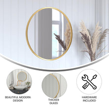 Load image into Gallery viewer, 24" Round Gold Metal Framed Wall Mirror