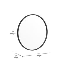 Load image into Gallery viewer, 24" Round Black Metal Framed Wall Mirror