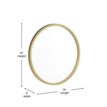 Load image into Gallery viewer, 16" Round Gold Metal Framed Wall Mirror